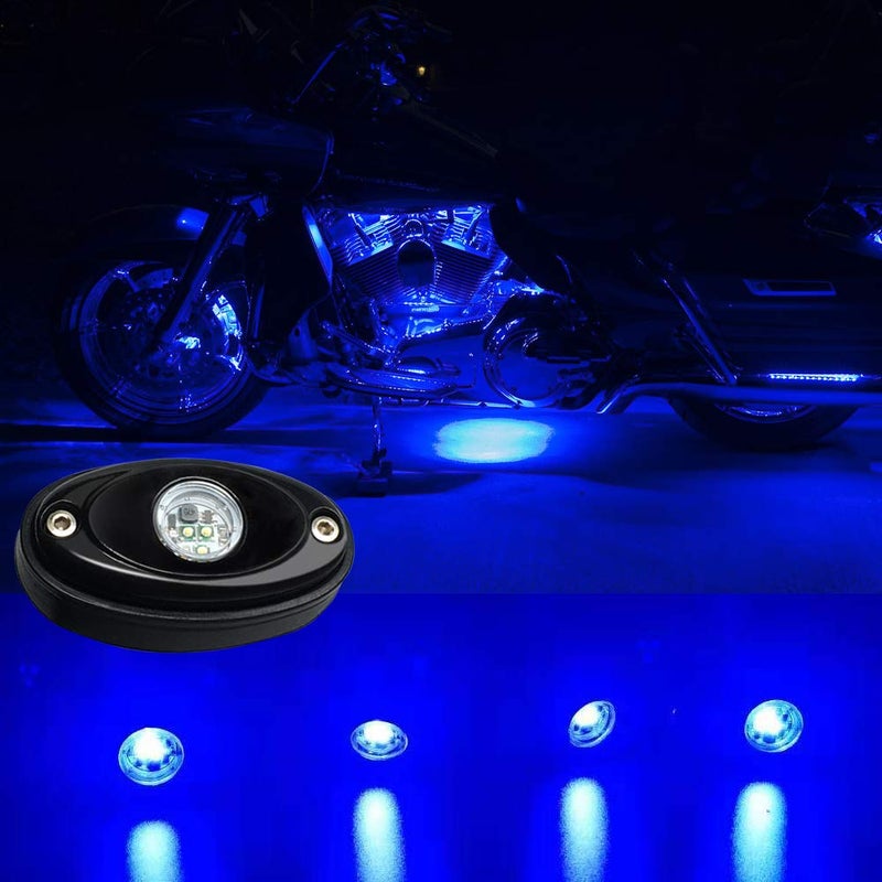 BukNikis مجموعة أضواء LED صخرية 4 بودات أضواء نيون زرقاء لسيارة جيب UTV ATV SUV على الطرق الوعرة قارب تحت اللمعان إضاءة سرير الشاحنة مقاومة للماء - Image 5